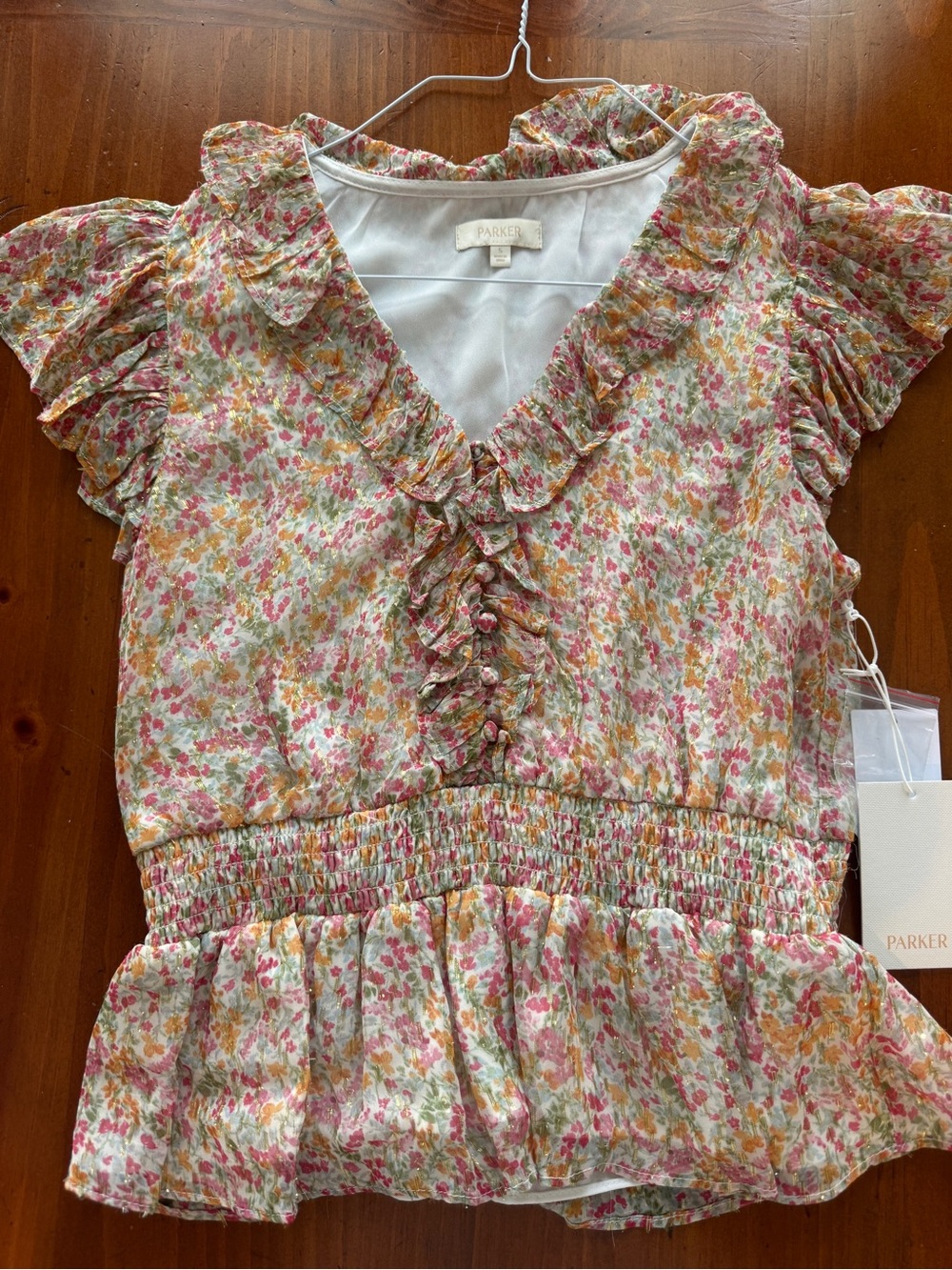 Parker Ruffled Floral Peplum Top - Pink, Yellow, Green